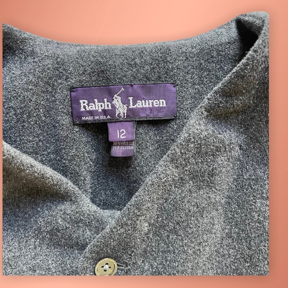 Ralph Lauren Purple Label 1990s V-Neck Button Front Long Vest grey 50% cashmere - Picture 2 of 7